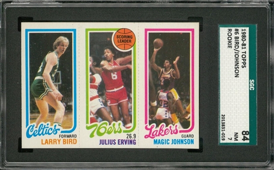 1980/81 Topps Larry Bird/Magic Johnson Rookie Card – SGC 84 NM 7